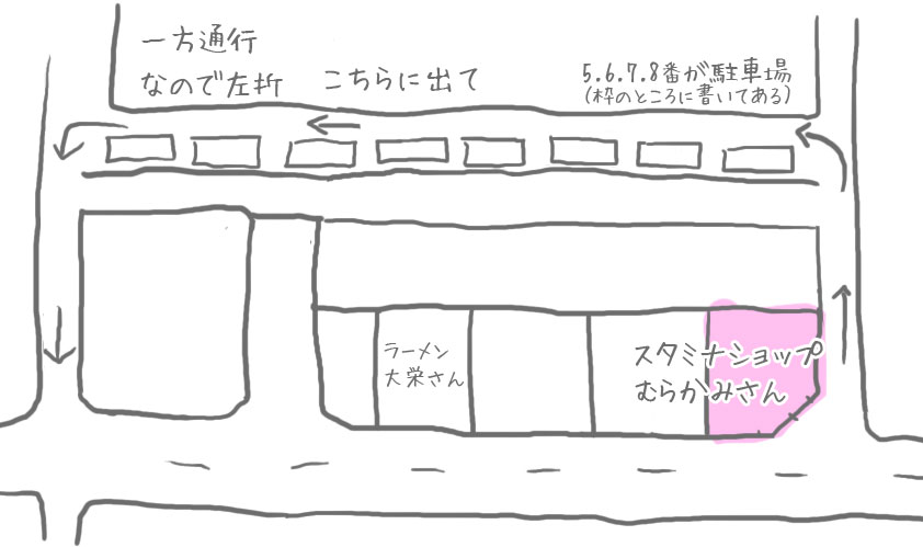 スタミナショップむらかみさんの駐車場