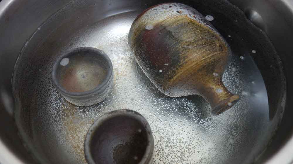 お鍋で煮る備前焼　湯煮